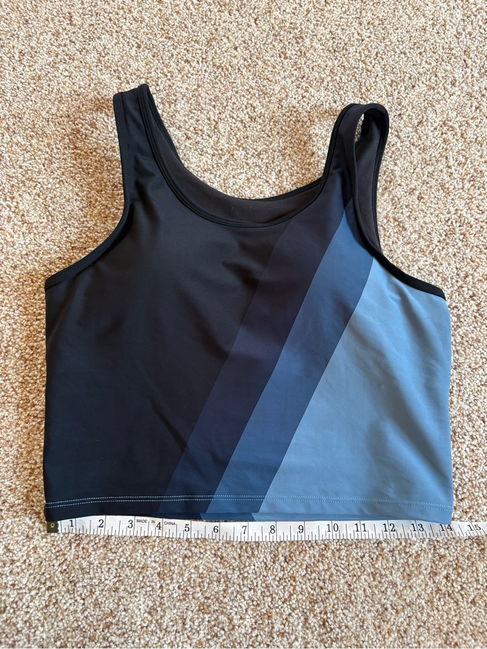 ZYIA Navy and Blues Crop Tank Top/ Bra. Size Large.
